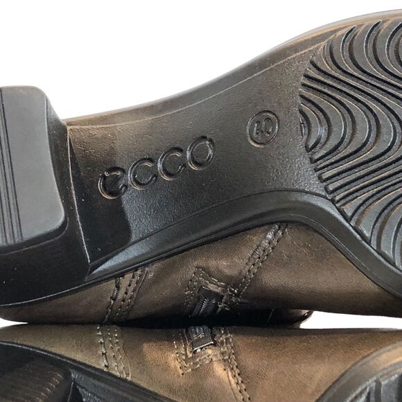 ECCO Touch 55B Ankle Boots Womens 40 US 9-9.5 Brown Leather Heeled Comfort - Picture 9 of 10